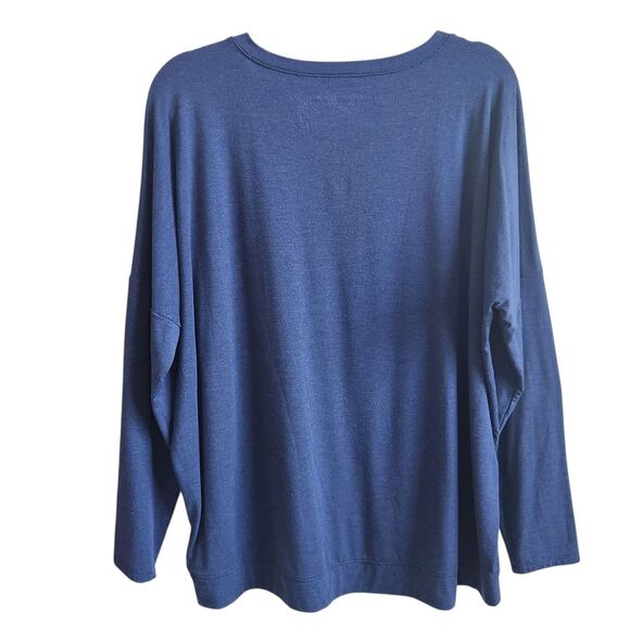 Life Is Good Women Blue Knit Top-Lilac Embroidery-Grandmacore-Stretch-Comfort XL - Picture 2 of 10